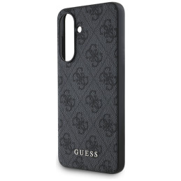„Guess 4G“ metalinis auksinis logotipo dėklas, skirtas „Samsung Galaxy A36“ - juodas