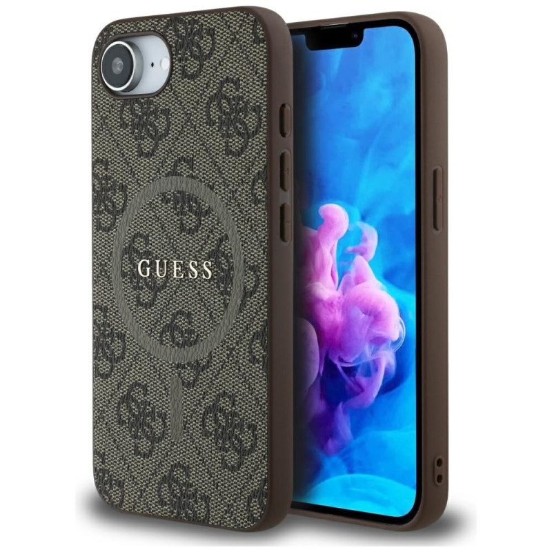 „Guess 4G Ring Classic Logo MagSafe iPhone 16e“ dėklas – rudas