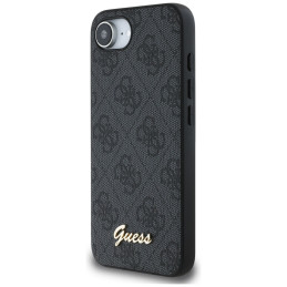 „Guess 4G Script Logo MagSafe“ dėklas, skirtas „iPhone 16e“ – juodas
