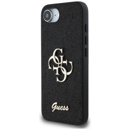 „Guess“ fiksuoto blizgučių dizaino „iPhone 16e“ dėklas – juodas