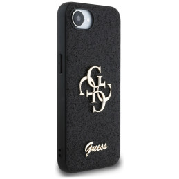 „Guess“ fiksuoto blizgučių dizaino „iPhone 16e“ dėklas – juodas