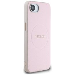 „Guess“ grūdėtas „MagSafe iPhone 16e“ dėklas – rožinis