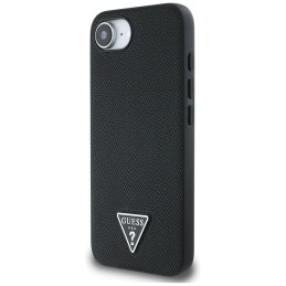 „Guess“ grūdėtas trikampio formos „MagSafe“ dėklas, skirtas „iPhone 16e“ – juodas