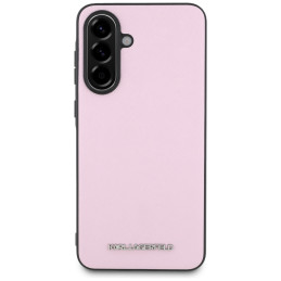 Karl Lagerfeld Saffiano metalinis dėklas su logotipu, skirtas Samsung Galaxy A56 - rožinis