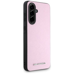 Karl Lagerfeld Saffiano metalinis dėklas su logotipu, skirtas Samsung Galaxy A56 - rožinis