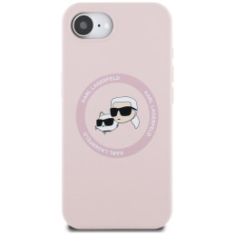 Karl Lagerfeld silikoninis „Karl&Choupette Heads“ „MagSafe iPhone 16e“ dėklas – rožinis