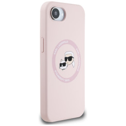 Karl Lagerfeld silikoninis „Karl&Choupette Heads“ „MagSafe iPhone 16e“ dėklas – rožinis