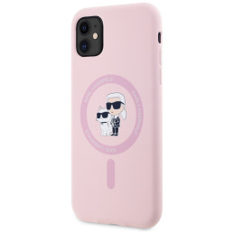 „Karl Lagerfeld“ silikoninis „Karl&Choupette MagSafe iPhone 11“ dėklas – rožinis