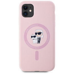 „Karl Lagerfeld“ silikoninis „Karl&Choupette MagSafe iPhone 11“ dėklas – rožinis