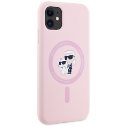 „Karl Lagerfeld“ silikoninis „Karl&Choupette MagSafe iPhone 11“ dėklas – rožinis