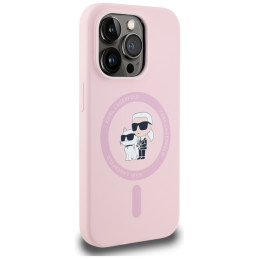 „Karl Lagerfeld“ silikoninis „Karl&Choupette MagSafe“ dėklas, skirtas „iPhone 14 Pro Max“ – rožinis