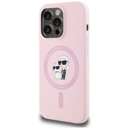 „Karl Lagerfeld“ silikoninis „Karl&Choupette MagSafe iPhone 14 Pro“ dėklas – rožinis