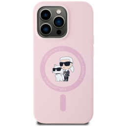 „Karl Lagerfeld“ silikoninis „Karl&Choupette MagSafe iPhone 14 Pro“ dėklas – rožinis