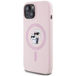 „Karl Lagerfeld“ silikoninis „Karl&Choupette MagSafe iPhone 15“ dėklas – rožinis