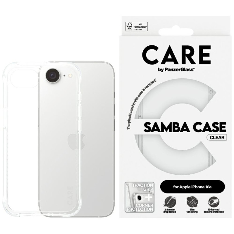 „CARE by PanzerGlass“ madingas „iPhone 16e“ dėklas – permatomas