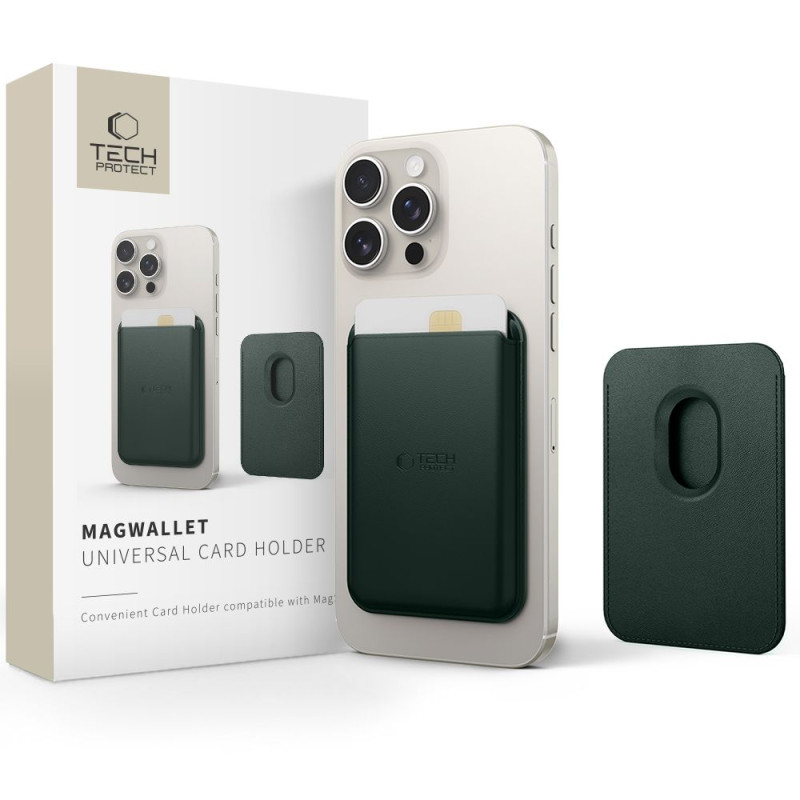 „Tech-Protect MagWallet Magsafe“ dėklas su universaliu magnetinių kortelių arba asmens tapatybės kortelių laikikliu – ža...