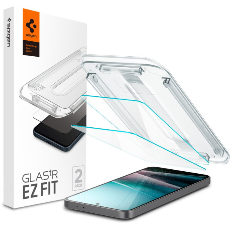 „Spigen Glas.TR Ez Fit“ grūdinto stiklo 2 vnt. pakuotė, skirta „Samsung Galaxy A36 5G“ – skaidrus