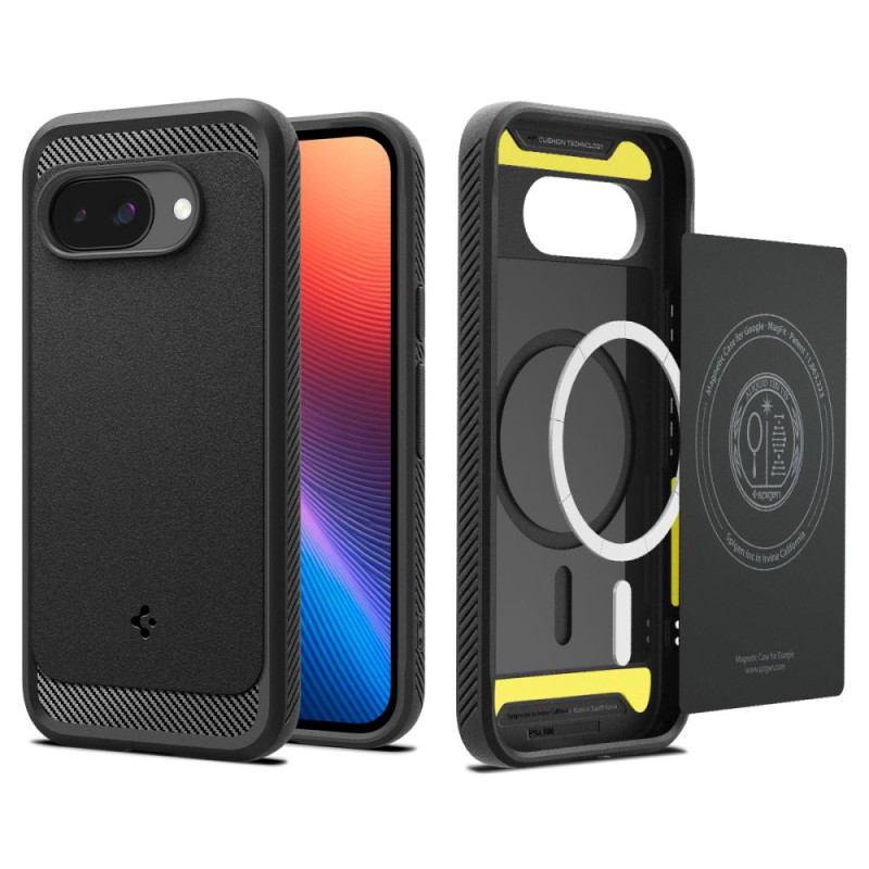 „Spigen Rugged Armor Mag MagSafe“ dėklas, skirtas „Google Pixel 9A“ – matinės juodos spalvos