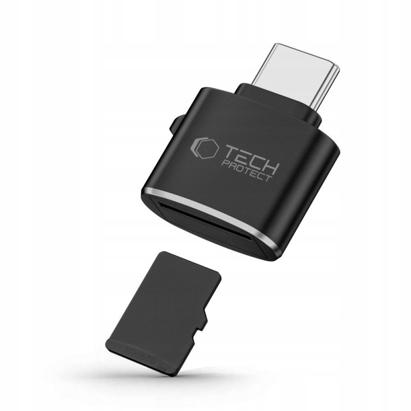 „Tech-Protect UltraBoost“ microSD kortelių skaitytuvas su USB-C adapteriu – juodas