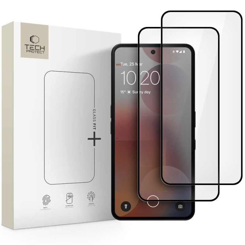 „Tech-Protect Glass Fit+“ 2 grūdinto stiklo pakuotė, skirta „Nothing Phone 3A / 3A Pro“ - juoda