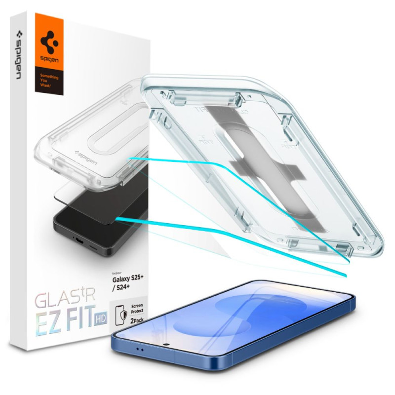 „Spigen Glas.tR EZ Fit“ grūdinto stiklo dėklas, skirtas „Samsung Galaxy S24+“ – 2 vnt.
