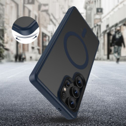 „Tech-Protect MagMat MagSafe“ dėklas, skirtas „Samsung Galaxy S25 Ultra“ – skaidriai mėlynas