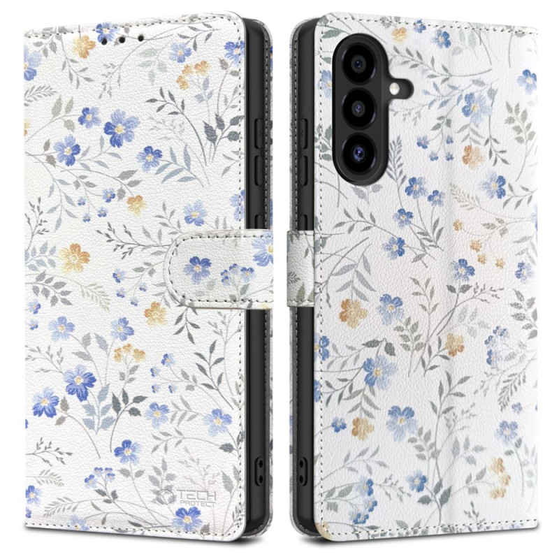 „Tech-Protect“ piniginės dėklas, skirtas „Samsung Galaxy A26 5G“ – ramunės su lapais