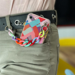 Spalvotas grandinės dėklas Gelinis lankstus dėklas su grandinės pakabuku, skirtas Xiaomi Redmi 10 Multicolor (1)