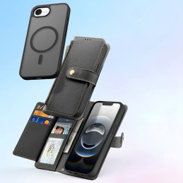 „Dux Ducis Lawa“ odinis dėklas „iPhone 16e“ telefonui su nuimamu magnetiniu dėklu – juodas