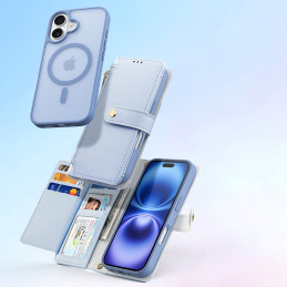 „Dux Ducis Lawa“ odinis iPhone 16 dėklas su nuimamu magnetiniu dėklu – mėlynas