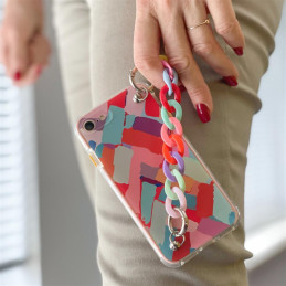 Spalvotas grandinės dėklas Gelinis lankstus dėklas su grandinės pakabuku, skirtas Xiaomi Redmi 10 Multicolor (2)