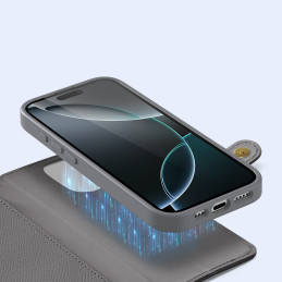 „Dux Ducis Lawa“ odinis dėklas „iPhone 16 Pro“ telefonui su nuimamu magnetiniu dėklu – pilkas