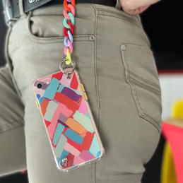 Spalvotas grandinės dėklas Gelinis lankstus dėklas su grandinės pakabuku, skirtas Xiaomi Redmi 10 Multicolor (2)