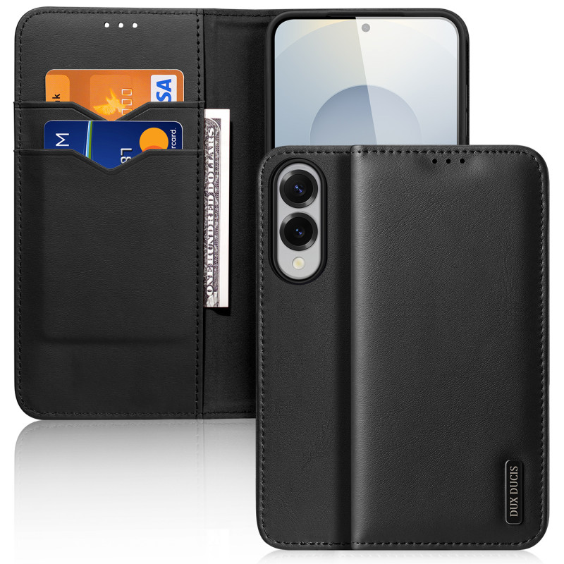 „Dux Ducis Hivo“ „Samsung Galaxy S25 Edge“ dėklas su atlenkimu ir RFID apsauga – juodas