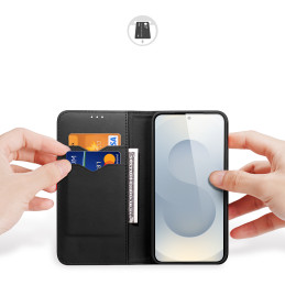 „Dux Ducis Hivo“ „Samsung Galaxy S25 Edge“ dėklas su atlenkimu ir RFID apsauga – juodas