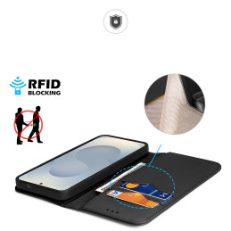 „Dux Ducis Hivo“ „Samsung Galaxy S25 Edge“ dėklas su atlenkimu ir RFID apsauga – juodas