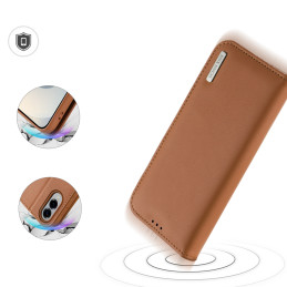 „Dux Ducis Hivo“ „Samsung Galaxy S25 Edge“ dėklas su atlenkimu ir RFID apsauga – rudas