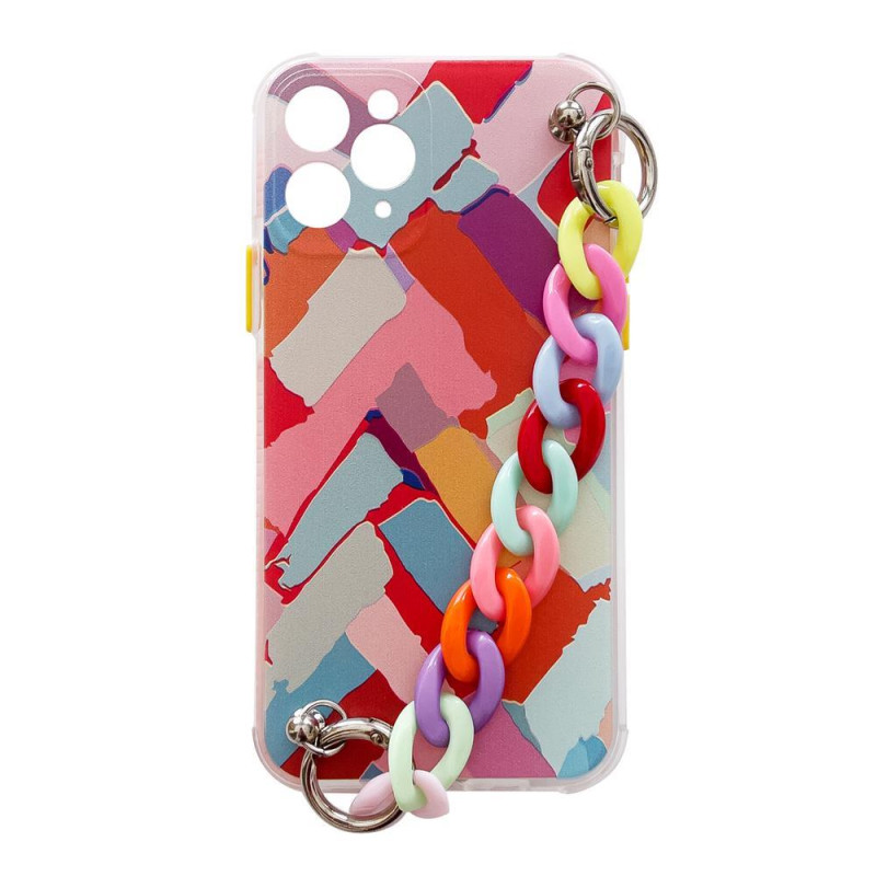 Spalvotas grandinės dėklas Gelinis lankstus dėklas su grandinės pakabuku, skirtas Xiaomi Redmi 10 Multicolor (3)