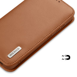 „Dux Ducis Hivo“ „Samsung Galaxy S25 Edge“ dėklas su atlenkimu ir RFID apsauga – rudas