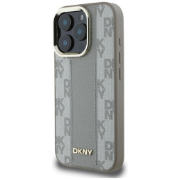 DKNY languoto rašto „Magsafe iPhone 16 Pro“ dėklas – smėlio spalvos