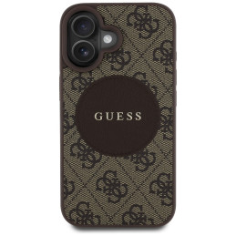 „Guess 4G Circle Classic Logo MagSafe“ dėklas, skirtas iPhone 16 – rudas
