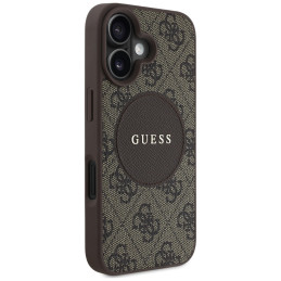 „Guess 4G Circle Classic Logo MagSafe“ dėklas, skirtas iPhone 16 – rudas
