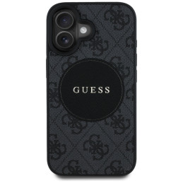 „Guess 4G Circle Classic Logo MagSafe“ dėklas, skirtas iPhone 16 – juodas