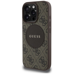 „Guess 4G Circle Classic Logo MagSafe“ dėklas, skirtas „iPhone 16 Pro Max“ – rudas