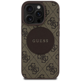 „Guess 4G Circle Classic Logo MagSafe“ dėklas, skirtas „iPhone 16 Pro Max“ – rudas