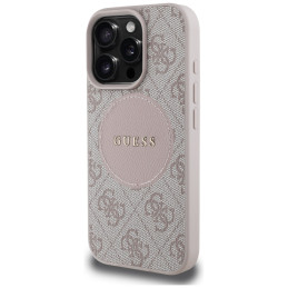 „Guess 4G Circle Classic Logo MagSafe“ dėklas, skirtas „iPhone 16 Pro Max“ – rožinis