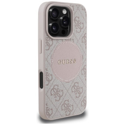 „Guess 4G Circle Classic Logo MagSafe“ dėklas, skirtas „iPhone 16 Pro Max“ – rožinis