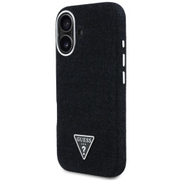 „Guess“ džinsinio audinio trikampio logotipo „MagSafe“ dėklas, skirtas „iPhone 16“ – juodas