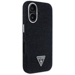 „Guess“ džinsinio audinio trikampio logotipo „MagSafe“ dėklas, skirtas „iPhone 16“ – juodas