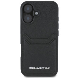 Karl Lagerfeld HC grūdėtas PU dėklas iPhone 16 telefonui – juodas